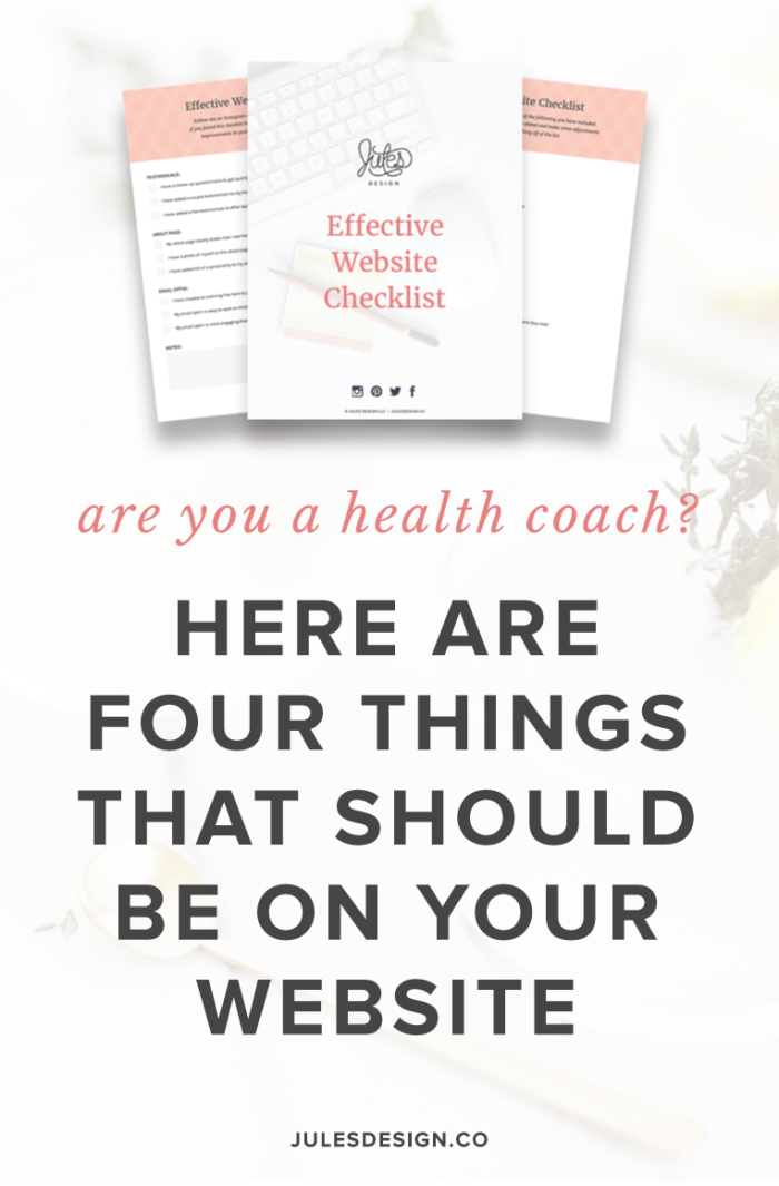 Are you a health coach? Here are 4 things that should be on your website. As a brand and website designer, I’ve noticed a few things that my health coach clients have struggled with or just forgot to include on their website before we worked together. I want things to be easy for you! That’s why I’m sharing 4 things that every health coach needs to have on their website.