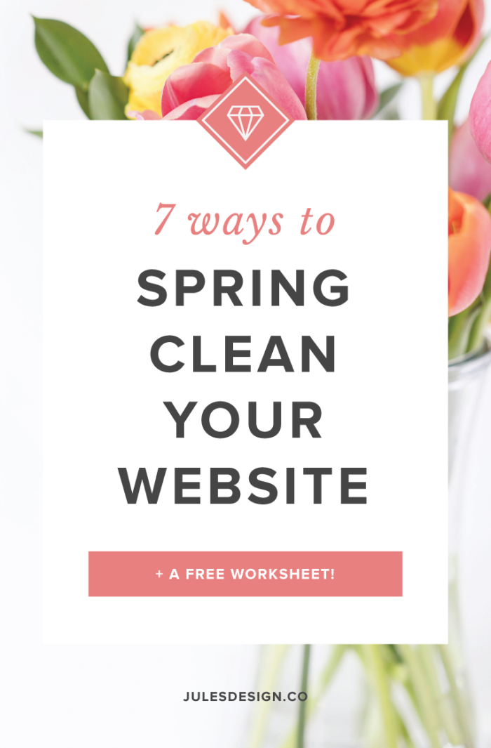 7 ways to spring clean your website. Has your website been running slower than usual? Let's speed up your website. Take a deep dive into your old blog posts and give them a refresh. You could update the copy with new information you’ve learned or add in an opt-in if you haven’t already included one in the post. Or create a new Pinterest graphic to refresh the design and get new readers over to your site.