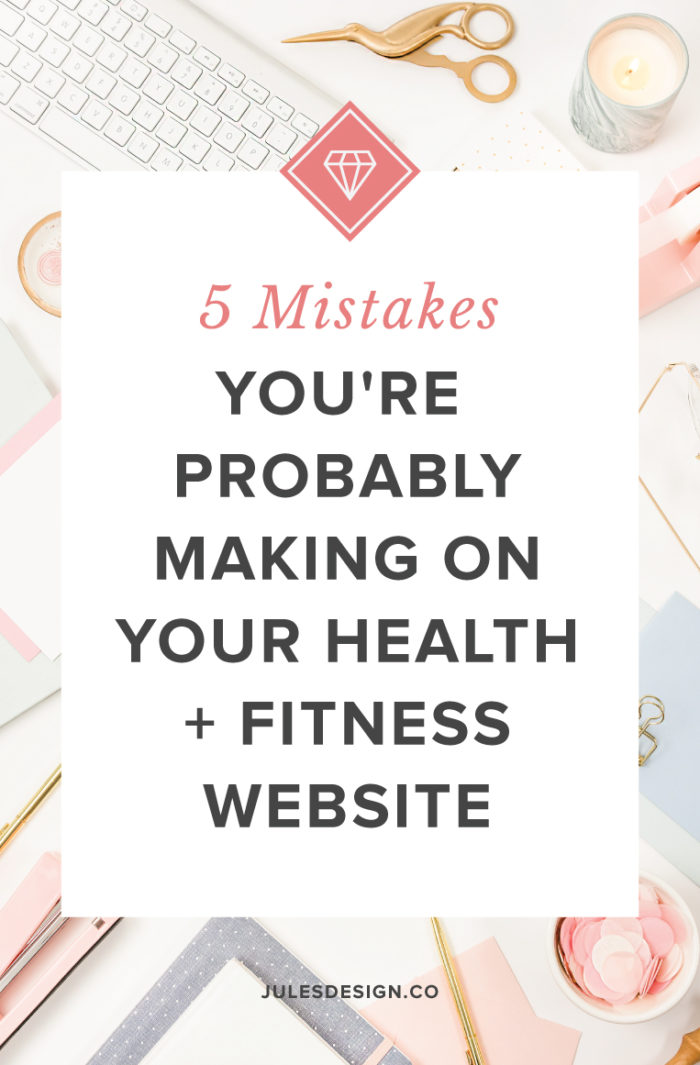 5 mistakes you're probably making on your health + fitness website. I see these mistakes time-after-time from my own clients (before we worked together, of course!) and also just around in the wellness industry. I want to help you book more clients and grow a successful business that you're confident in. Fixing these website design mistakes will help you to do just that!