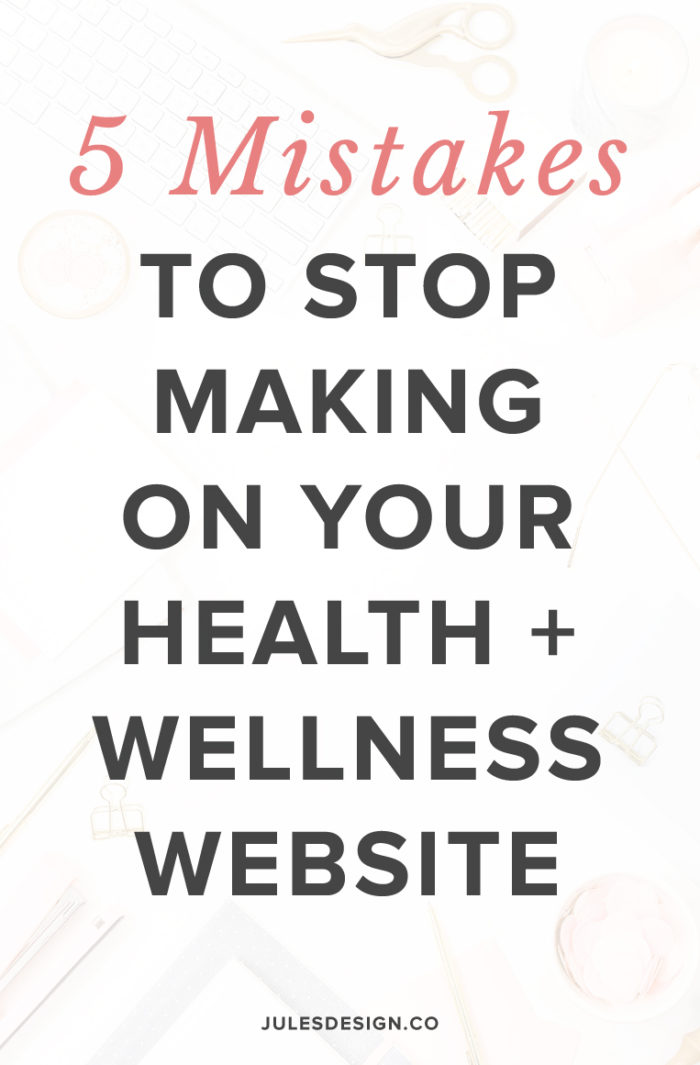 5 mistakes to stop making on your health + wellness website. I’ve seen so many websites that have something along these lines “Welcome! I’m a health coach for creative business owners. Have a look around my website and learn more about my services here.” I can tell you right now there is no need to welcome people to your website. Take that out of this top section and focus on what’s really important. Attracting the right people to your service or offering.