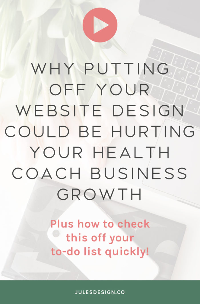 Why putting off your website design could be hurting your health coach business growth. Plus how to check a website off your to-do list quickly! The answer to the question...should I DIY or work with a designer to create something custom? What platforms I recommend as a website designer. How I can support you as a professional designer no matter which design method you choose!