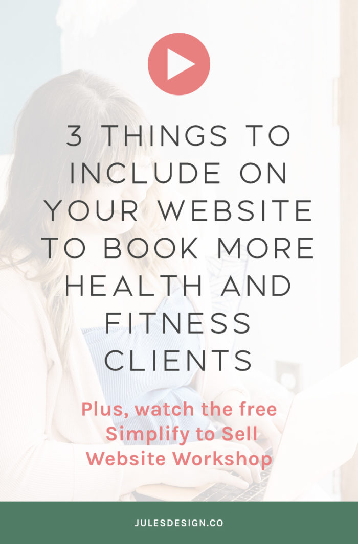 3 Things to include on your website to book more health and fitness clients. Plus, watch the free Simplify to Sell Website Workshop. <!-- wp:paragraph -->
<p>Your website should act as an employee for your health and wellness business by helping you to earn more leads. A website that "just looks pretty" isn’t strategic and it’s not going to convert. We need to do better than just pretty. That's why in this week's episode I'm going to cover the strategy that is needed to build a website that converts curious site visitors into paying clients. 