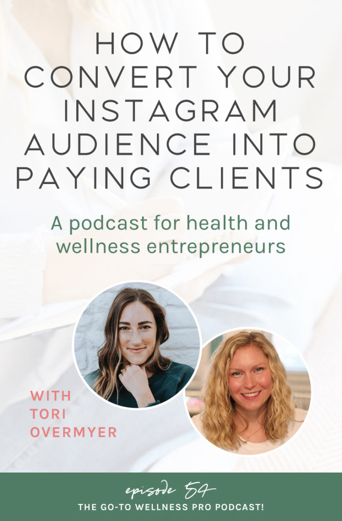 How to convert your Instagram audience into paying clients with Tori Overmyer – A podcast for health & wellness entrepreneurs. Why you should be using Instagram to market your health coaching business. Why we need to stop blaming the Instagram algorithm and start showing up for our audience. 