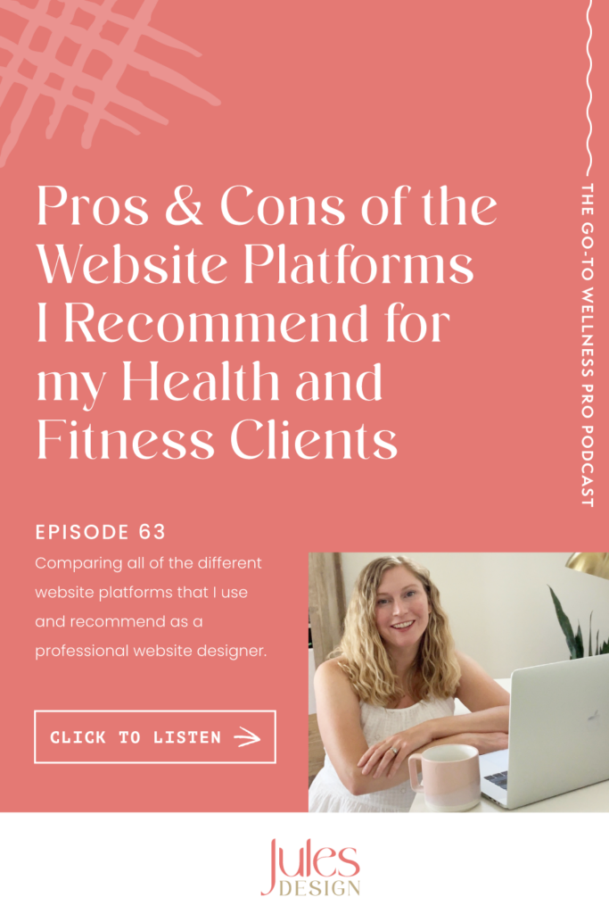 Pros & Cons of the website platforms I recommend for my health and fitness clients. In this episode of the Go-To Wellness Pro Podcast I'm comparing all of the different website platforms that I use and recommend as a professional website designer. 