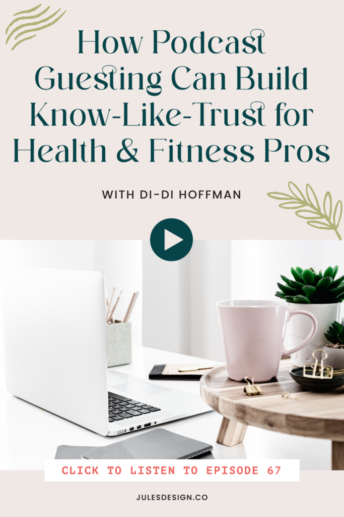 How Podcast Guesting Can Build Know-Like-Trust for Health & Fitness Pros.

I had such a great time talking with Di-Di all about podcast guesting! 

This is a great marketing strategy to get in front of new audiences and increase your visibility online as a wellness professional, health coach, or nutritionist online. 