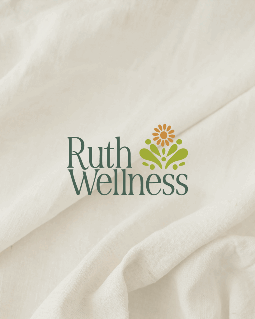 Custom health coach logo design for Ruth Wellness in neutral color palette