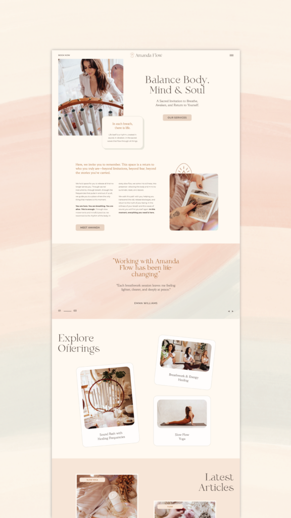 Website Design for Yoga Instructor and Sound Bath