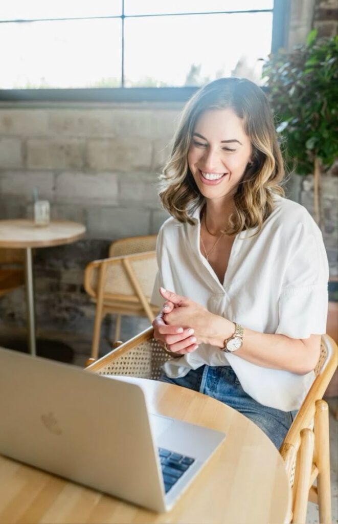 health coach working at computer